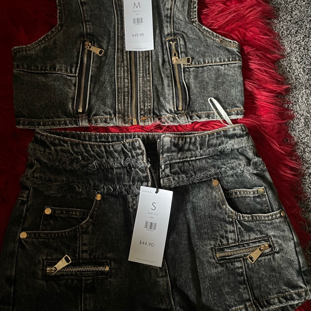 AKIRA Black Jean Shorts with Gold Accents